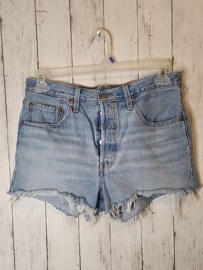 Levi’s 501 Cutoff Denim Shorts W30 High Rise Button Fly Distressed Raw Hem